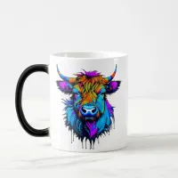Cyberpunk Colorful Ai Highland Cow Magic Mug