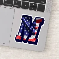 Monogram M American Flag Letter M Initial USA Sticker