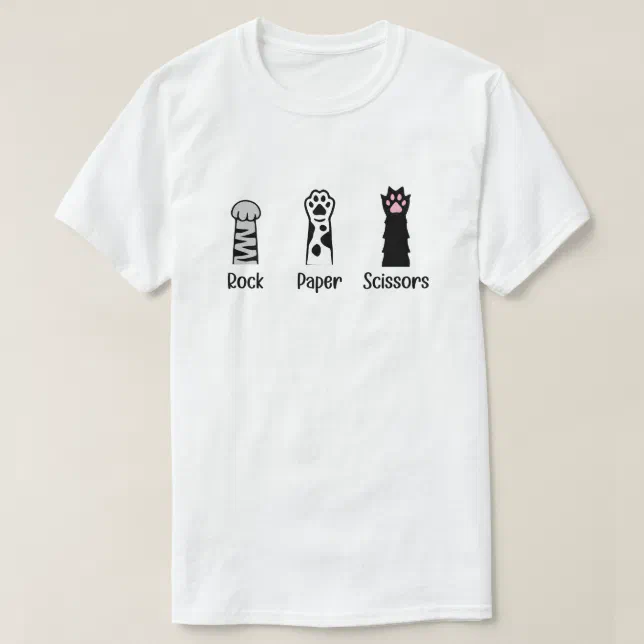 Rock Paper Scissors Hand Game Cute Paw Funny Cat T-Shirt