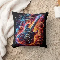 Colorful, energetic guitar vibe throw pillow