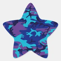 Dark Blue and Purple Camouflage Star Sticker