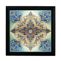 Baroque Floral Tile Pat#20 Blue Green Gold ID1078 Gift Box