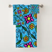 Abstract Floral Bath Towel Set