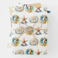 Coastal Themed Beachy Boy's Baby Shower Wrapping Paper Sheets