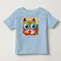 Colorful Fantasy Cat sticking out its Tongue Toddler T-shirt