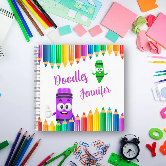 Custom SketchBook Doodles Crayon Notebook