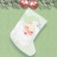 Vintage Sage Green Santa Wink Christmas Stocking