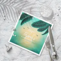 Tropical Isle Sunrise Love and Thanks Teal ID581 Napkins