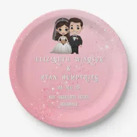 Pink Wedding Invitations with Diamond Sparkles Paper Plates