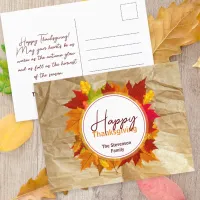 Fall Maple Leaves On Paper Texture Thanksgiving Postcard