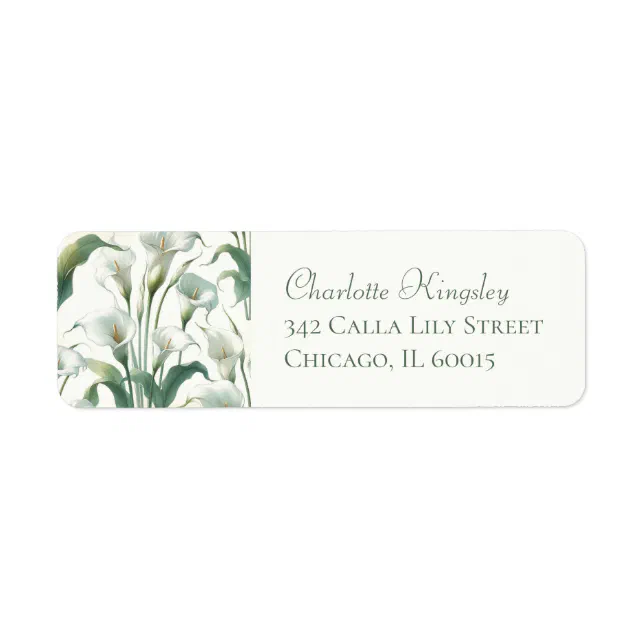 Elegant Classic Calla Lily Pretty Return Address Label