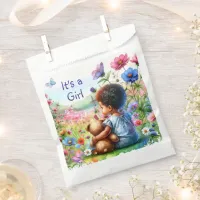 Baby Girl with Teddy Bear Baby Shower It's a Girl Favor Bag