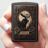 Carved Moose Sign Zippo Lighter