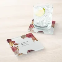 Rustic Botanical Autumn Fall Wedding   Glass Coaster