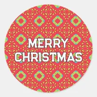 Geometric Christmas Pattern - Christmas  Classic Round Sticker