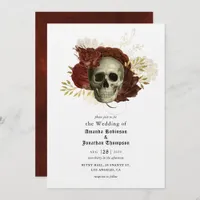 Gothic Grunge Floral Skull Wedding Invitation