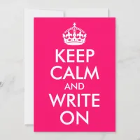 Bright Pink Keep Calm and Write On