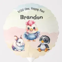 Wild One Happy Fun Woodland Animals Watercolor Balloon