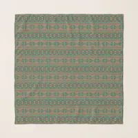 Southwestern Copper Teal Geometric Pattern Scarf