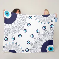 Greek Nazar Protective Evil Eye Mandala Pattern Fleece Blanket