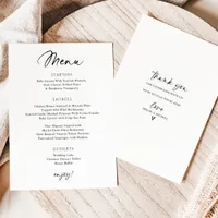 Modern Wedding Menu Simple Handwriting