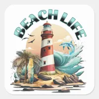 Beach Life Square Sticker