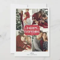 Red and Silver Stars Merry Everything Multi Photo Holiday Card