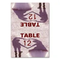 Bridal Couple Silhouette Heart in Sand Wedding Table Number