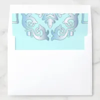 Elegant Classic Chic Vintage Baroque Blue Border  Envelope Liner