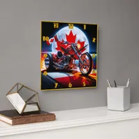 Bold Canadian chopper under a full moon Square Wall Clock