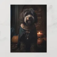 Adorable Halloween Poodle Type Dog Postcard