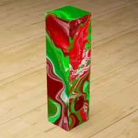 Red and Green Christmas Swirls Marble  Wine Box