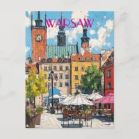 Travel to Warsaw Poland Postcard