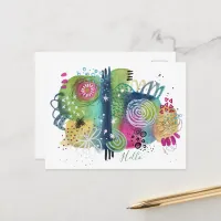 Abstract Fun Art Vibrant Colorful Modern Hello Postcard