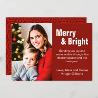 Minimalist Red "Merry & Bright" Photo Holiday Card