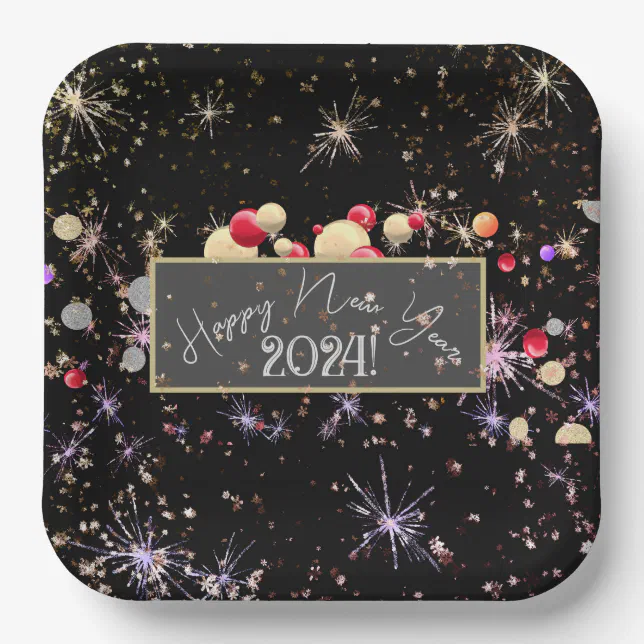 Joyful happy new year 2-24 banner paper plates
