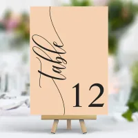 Soft Peach Modern Calligraphy Wedding Table Number