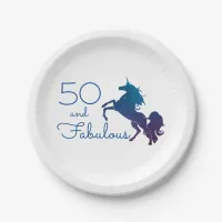 Unicorn Lover's 50 and Fabulous Birthday Paper Plates