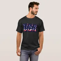 USA Flag Letters, American Flag Men's Dark Tee