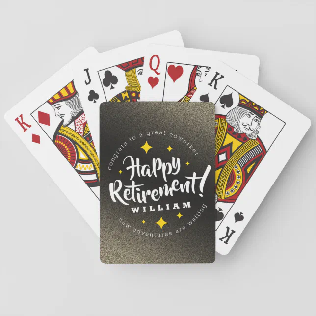 Fun Gold Glitter Stars Retirement New Adventures Poker Cards