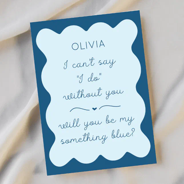 Elegant Will You Be My Something Blue? Bridesmaid  Note Card
