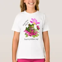 Cute Frog or Toad Pun on Pink Flowers T-Shirt