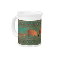 Southwest Fun Javelina Family Copper Teal Beverage Pitcher