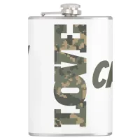 I Love Camouflage Green Brown | Flask