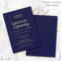 Navy Blue Gold Grand Opening Invitation