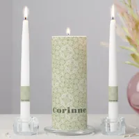 Monogram Name Sage Green Pattern | Unity Candle Set