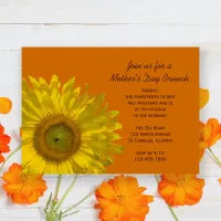 Yellow Sunflower on Orange Mother's Day Brunch Invitation