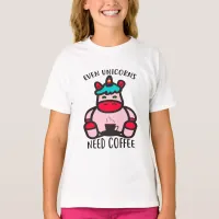 Even Unicorns Need Coffee Funny Pink Unicorn T-Shirt