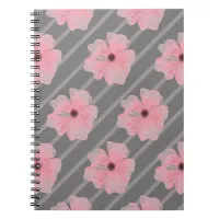 Pink Flowers And Stripes Spiral Photo Notebook