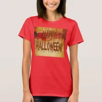 Happy Halloween Blood Stained Wall Womens T-Shirt